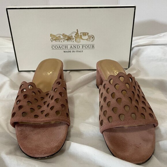 Women's Sz 8 M Coach and Four Made in Italy Antique Rose Zabby Rahel Pre-owned - Picture 1 of 16
